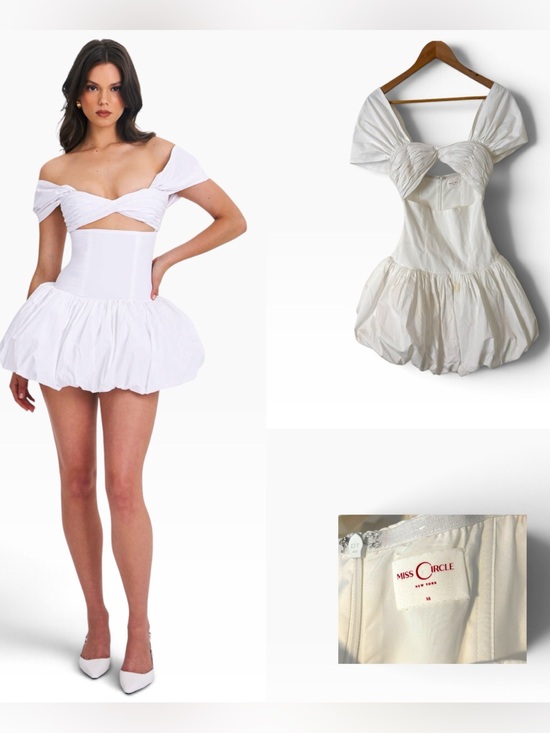Miss Circle Dresses & Skirts - Miss Circle Umika White Bubble Hem Mini Dress - Size XS
